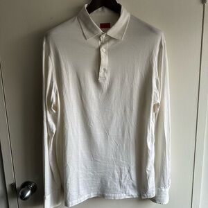ISAIA Cream Silk Blend Long Sleeve Polo US XL